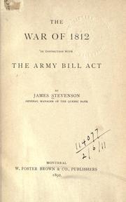 Cover of: The War of 1812 by James Stevenson