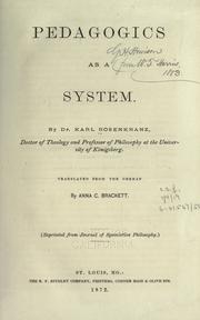 Cover of: Pedagogics as a system by Karl Rosenkranz