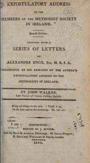 Cover of: Expostulatory address to the Members of the Methodist society by Walker, John