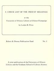 Cover of: A check list of the Proust holdings at the University of Illinois Library at Urbana-Champaign