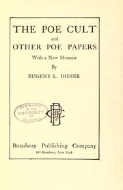 Cover of: The Poe cult: and other Poe papers, with a new memoir