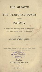 Cover of: The growth of the temporal power of the papacy
