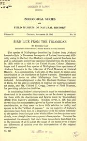 Cover of: Bird lice from the Tinamidae.