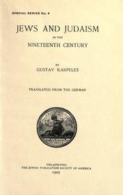 Cover of: Jews and Judaism in the nineteenth century