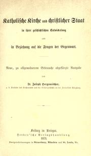 Cover of: Katholische Kirche und christlicher Staat by Joseph Hergenröther