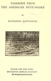 Cover of: Passages from the American note-books by Nathaniel Hawthorne
