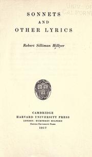 Cover of: Sonnets and other lyrics by Robert Hillyer