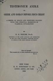 Cover of: Testimonium animae or Greek and Roman before Jesus Christ by E. G. Sihler