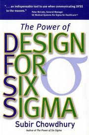 Cover of: Power of Design for Six Sigma by Subir Chowdhury, Subir Chowdhury