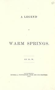 Cover of: A legend of Warm Springs