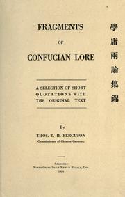 Cover of: Fragments of Confucian lore: a selection of short quotations