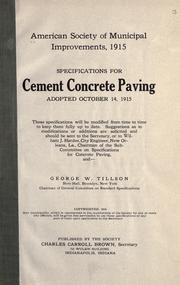 Cover of: Specifications for cement concrete paving, adopted October 14, 1915 ...