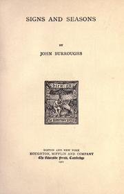 Cover of: Signs and seasons by John Burroughs