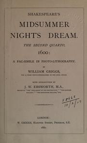 Cover of: Shakespeare's Midsummer night's dream : the second quarto, 1600 by William Shakespeare