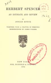 Herbert Spencer by Josiah Royce