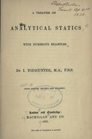 Cover of: A treatise on analytical statics, with numerous examples. by Isaac Todhunter