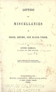 Cover of: Letters and miscellanies in prose, rhyme, and blank verse.