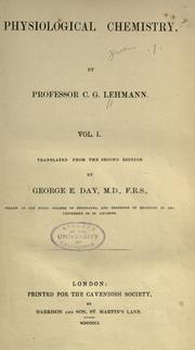 Physiological chemistry by Carl Gotthelf Lehmann