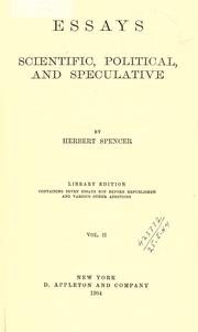 Cover of: Essays by Herbert Spencer