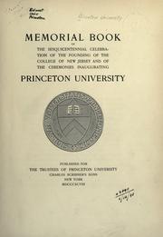 Cover of: Memorial book of the sesquicentennial celebration of the founding of the College of New Jersey: and of the ceremonies inaugurating Princeton university.