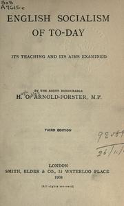 Cover of: English socialism of to-day: its teaching and its aims examined.