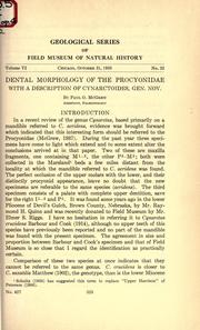 Cover of: Dental morphology of the Procyonidae with a description of Cynarctoides, gen. nov by Paul Orman McGrew, Paul Orman McGrew