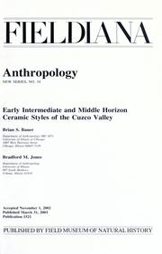 Cover of: Early Intermediate and Middle Horizon ceramic styles of the Cuzco Valley