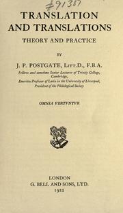 Cover of: Translation and translations by J. P. Postgate, J. P. Postgate