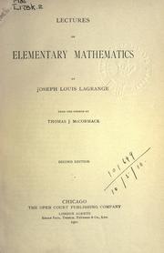 Cover of: Lectures on elementary mathematics