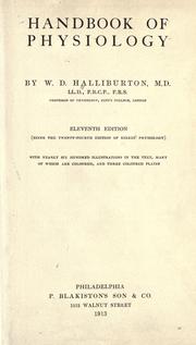 Cover of: Handbook of physiology by W. D. Halliburton