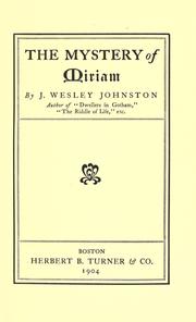 Cover of: The mystery of Miriam