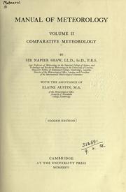 Cover of: Manual of meteorology by Napier Shaw