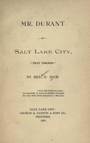 Cover of: Mr. Durant of Salt Lake City: "that Mormon"