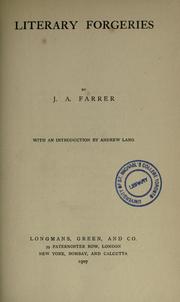 Cover of: Literary forgeries.: With an introduction by Andrew Lang.