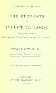 Cover of: The elements of inductive logic: designed mainly for the use of junior students in the universities.