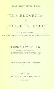 Cover of: The elements of inductive logic by Fowler, Thomas