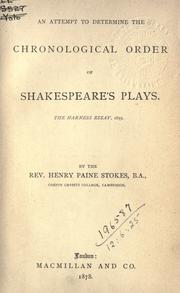 Cover of: An attempt to determine the chronological order of Shakespeare's plays.