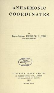 Cover of: Anharmonic coordinates by H. W. L. Hime