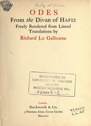 Cover of: Odes from the Divan of Hafiz: freely rendered from literal translations