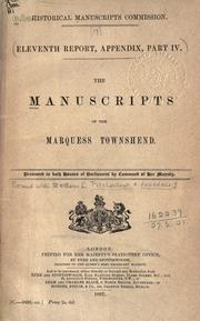 Cover of: The manuscripts of the Marquess Townshend ... by Great Britain. Royal Commission on Historical Manuscripts.