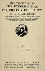 An introduction to the experimental psychology of beauty by C. W. Valentine