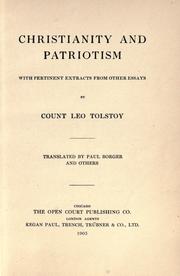 Cover of: Christianity and patriotism: with pertinent extract from other essays