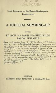 Cover of: Lord Penzance on the Bacon Shakespeare controversy.