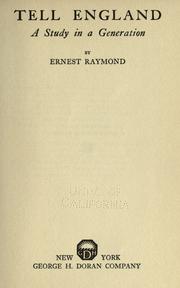 Cover of: Tell England by Ernest Raymond