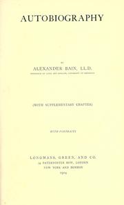 Cover of: Autobiography by Alexander Bain