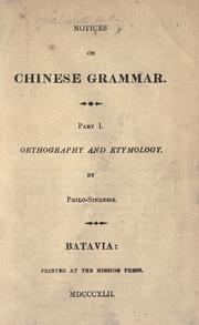 Cover of: Notices on Chinese grammar by Walter Henry Medhurst