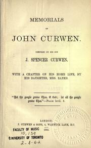 Cover of: Memorials of John Curwen.