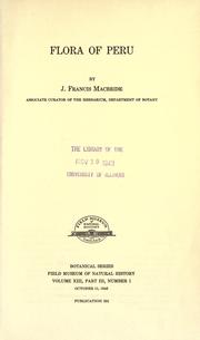 Cover of: Flora of Peru by J. Francis Macbride, J. Francis Macbride