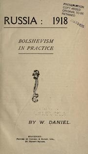 Cover of: Russia: 1918: Bolshevism in practice