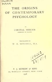 Cover of: The origins of contemporary psychology